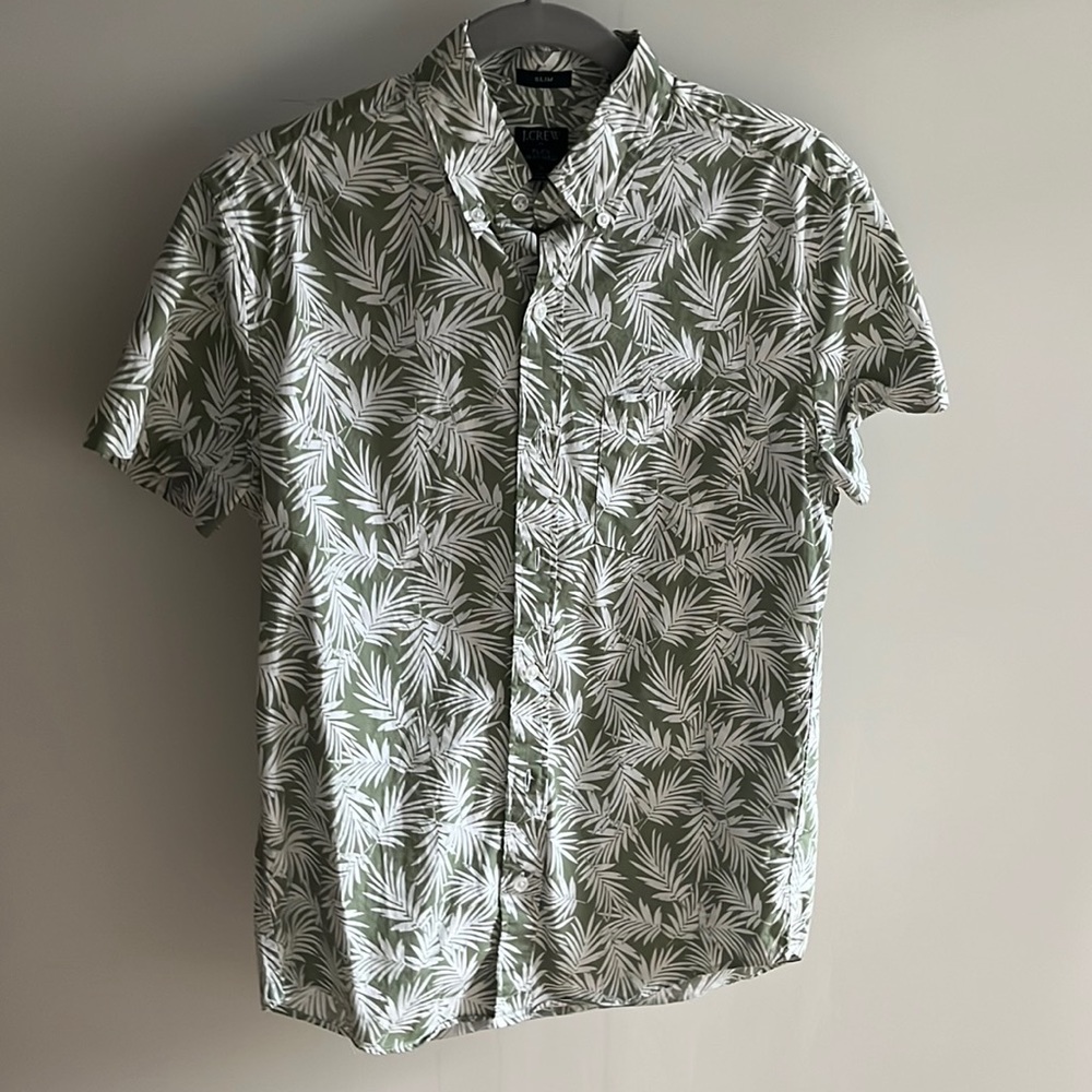 J. Crew collar shirt leaf print slim fit size small